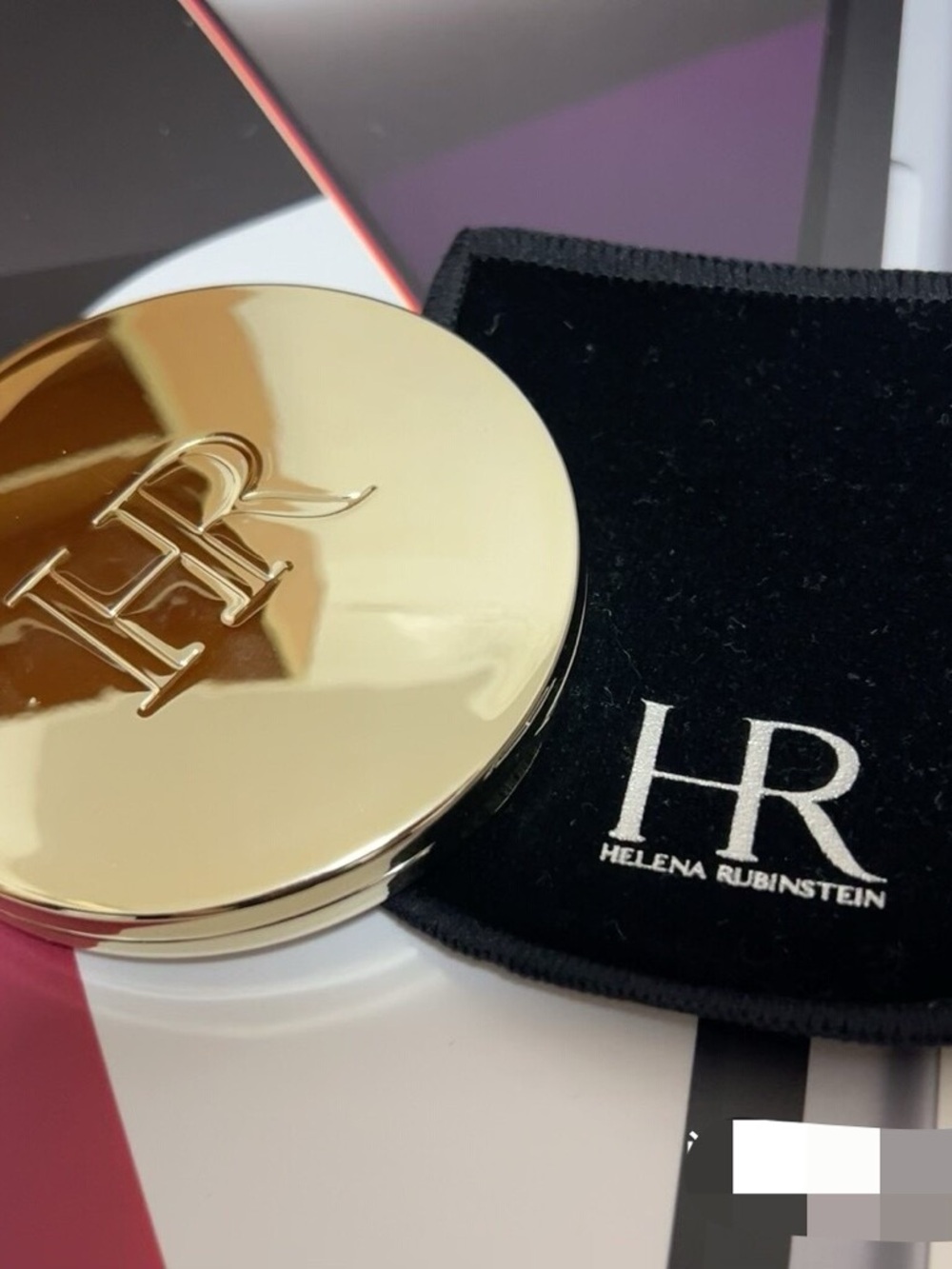 Helena Rubinstein Gold Compact with Velvet Pouch